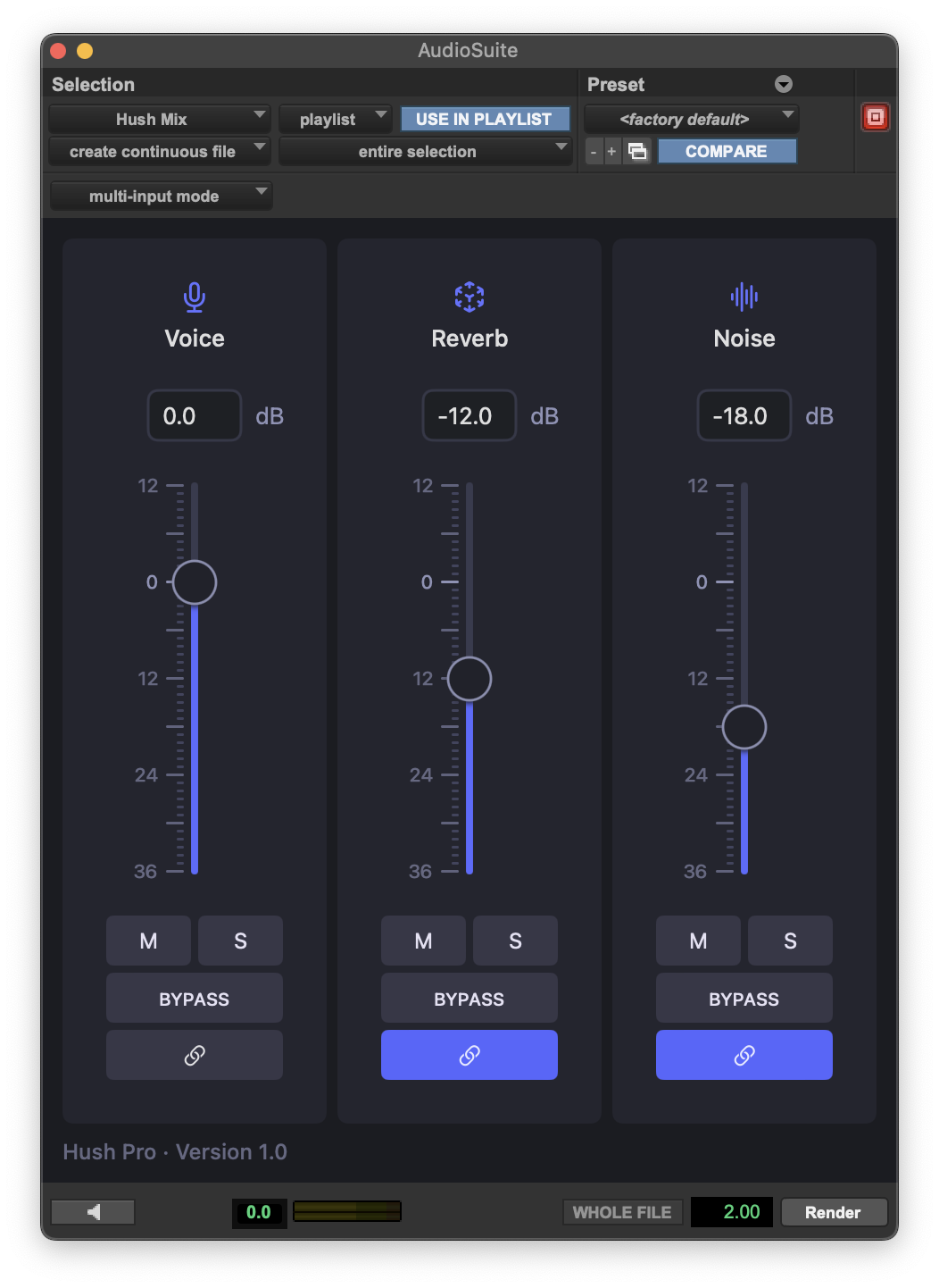 Hush Pro AudioSuite plugin